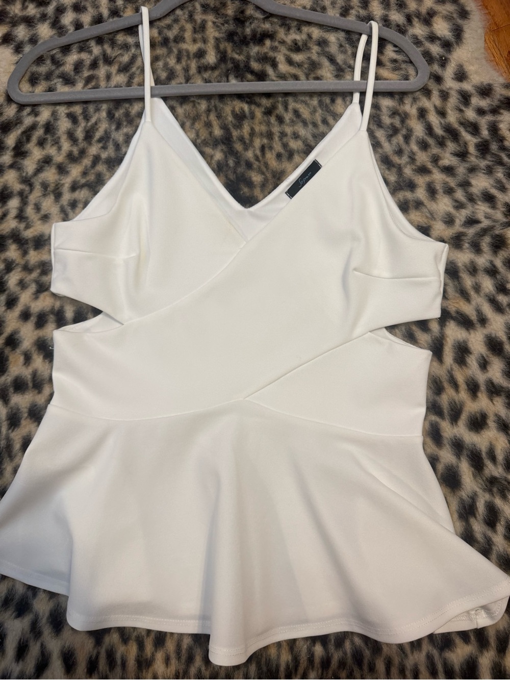 Soprano White Cutout Peplum Cami Top